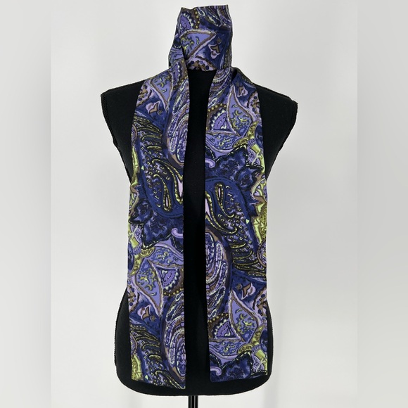 TALBOTS PAISLEY SILK‎ PURPLE AND LIME FASHION SCARF - Picture 1 of 5